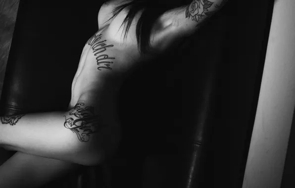 Chest, girl, sexy, body, b/W, tattoo, photographer, juicy ass