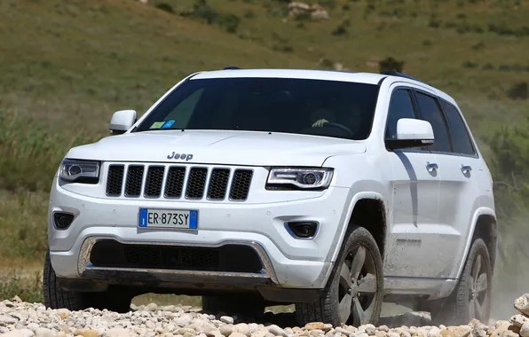 Machine, white, jeep, SUV, the front, Jeep, Grand Cherokee, Overland