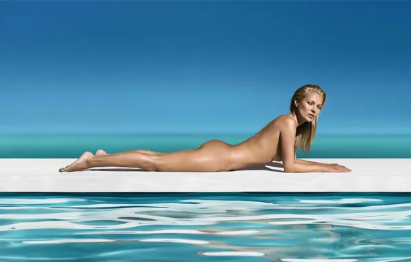 Pool, Kate Moss, water, nude, topless, naked, swimming pool, Kate