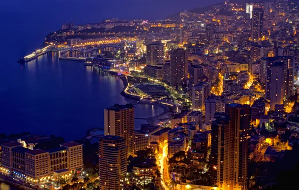 Picture home, the evening, port, Monaco, street, Monaco, Monte Carlo, naght