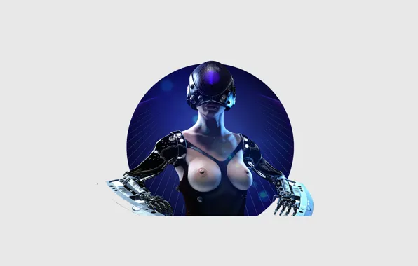 Chest, fiction, Girl, minimalism, hands, Girl, lips, helmet