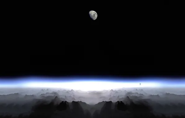 Picture darkness, the moon, balloon