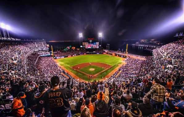 Night, lights, baseball, california, CA, night, san francisco, baseball