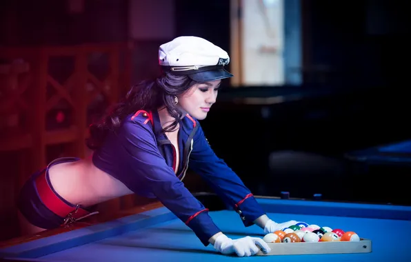 Girl, sport, Billiards
