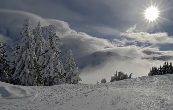 Winter, snow, mountains, ate