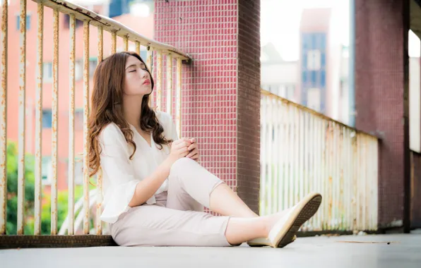 Girl, Asian, cutie, bokeh