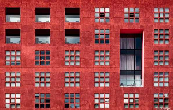 The city, house, Windows, architecture, red wall