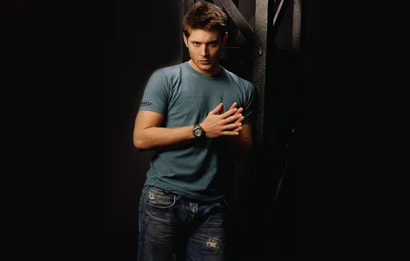 Picture look, jeans, t-shirt, actor, male, Jensen Ackles
