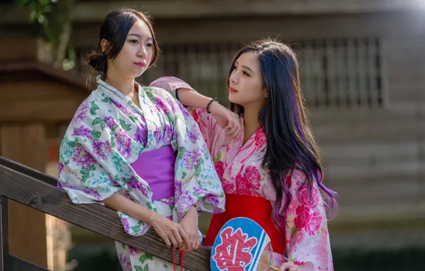 Girls, kimono, Asian girls