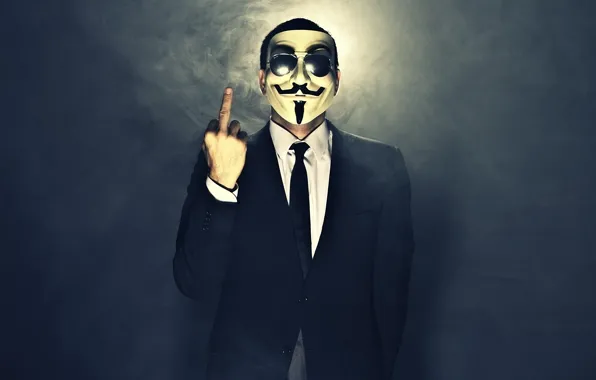 Smoke, mask, glasses, male, gesture, anonymous, kosum