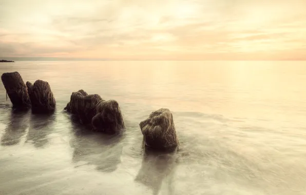Water, nature, stones, photo, treatment, horizon, boulders, MPE
