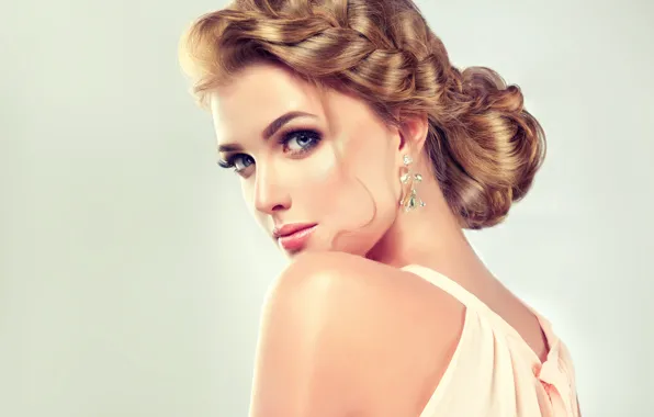 Eyes, girl, eyelashes, blue, hair, shadow, makeup, lipstick