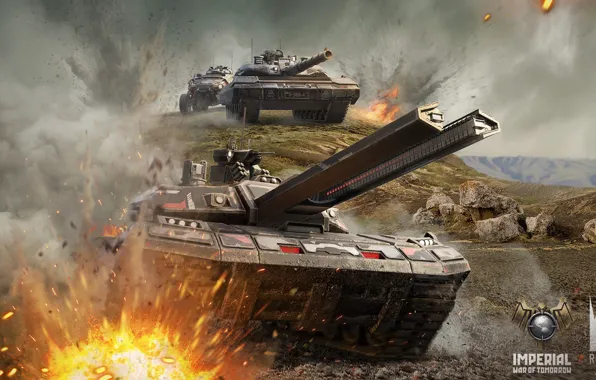 The explosion, stones, tanks, tanks, Imperial - War of Tomorrow