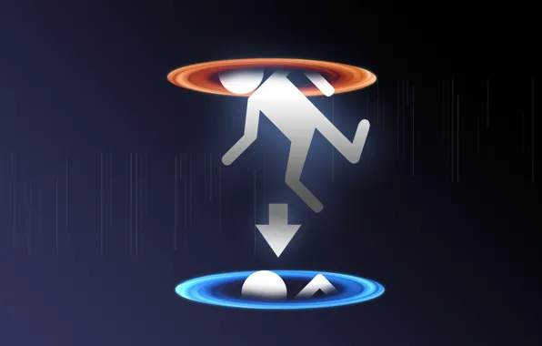 Picture orange, blue, icon, the portal, dude, Portal, glados