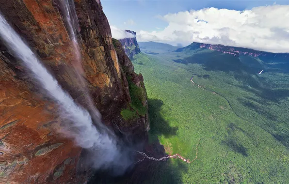 Picture waterfall, Venezuela, Angel, 979 meters, The highest in the world