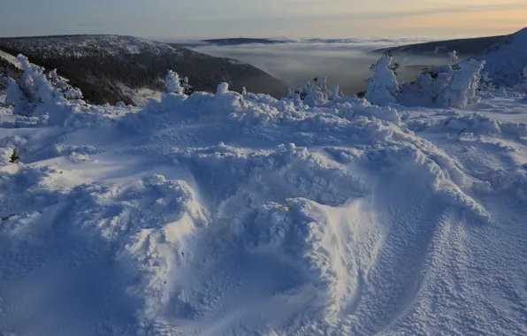 Winter, snow, mountains, the snow