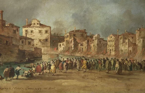 Oil, picture, canvas, Francesco Guardi, Francesco Guardi, The fire in San Marcuola. Venice