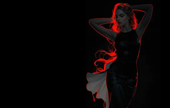 Picture girl, beautiful, pretty, dark background
