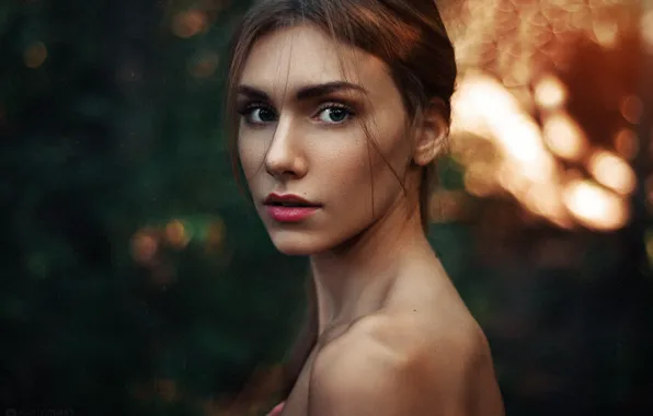 Picture look, model, portrait, makeup, hairstyle, brown hair, Dasha, bokeh