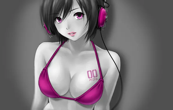 Girl, vocaloid, anime, headphones, meiko, fiusha