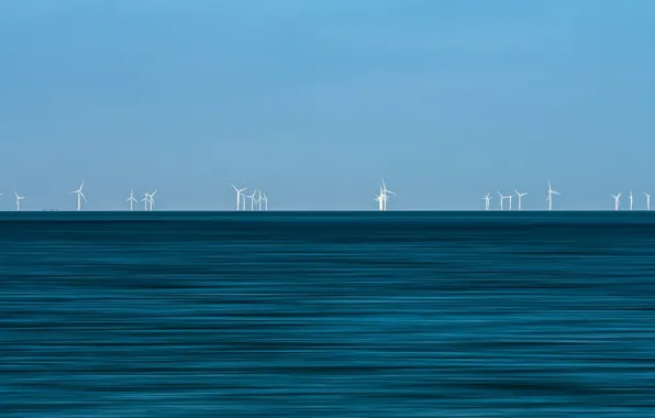 Sea, windmills, Future, Powering