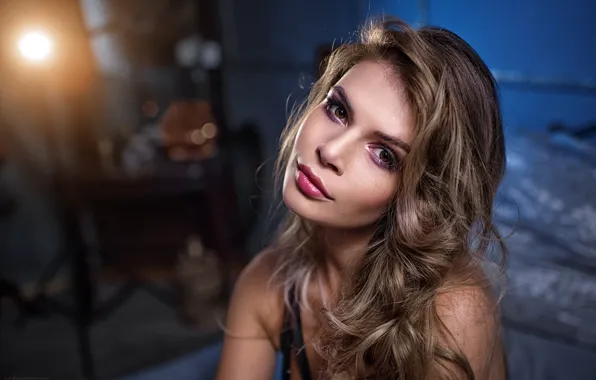 Look, face, pose, background, model, lamp, portrait, makeup