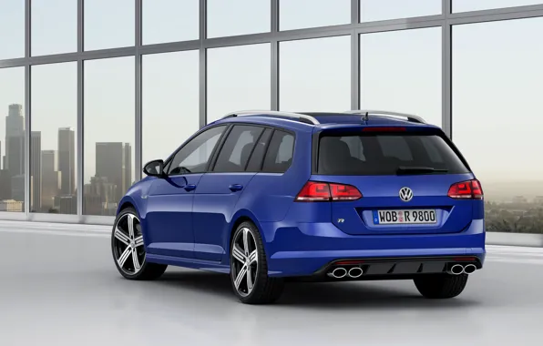 Picture blue, Volkswagen, universal, 2014, pipes, Golf R Estate