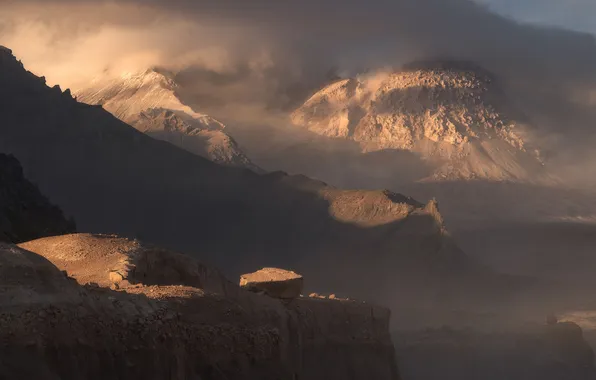 Picture mountains, nature, Anna Politova, dust storm