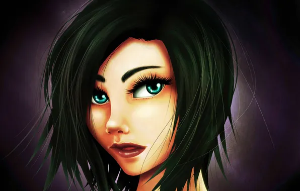 Eyes, look, girl, face, background, hair, art, lips