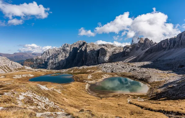 Clouds, mountains, rocks, Alps, Italy, The Dolomites