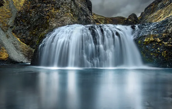 Picture waterfall, Robert Didierjean, rocks, Iceland