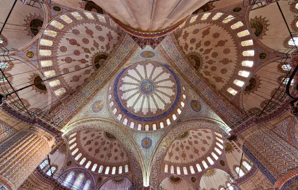 Pattern, arch, architecture, the dome, religion, Istanbul, column, The blue mosque