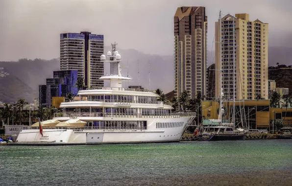 Picture building, HDR, yachts, pier, Hawaii, Hawaii, Honolulu, Honolulu