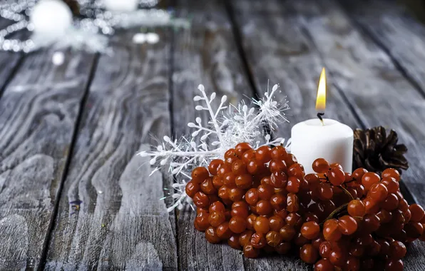 Picture candle, New Year, Christmas, Christmas, snowflake, Rowan, New Year, Xmas