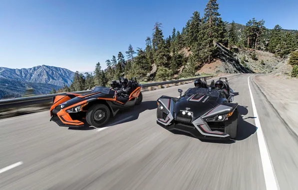 Race, speed, comfort, hi-tech, Polaris, asphalt, pearls, Slingshot