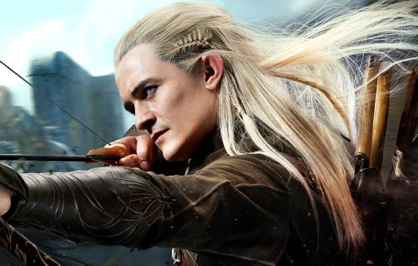 Picture forest, elf, shot, bow, arrows, quiver, Archer, Orlando Bloom