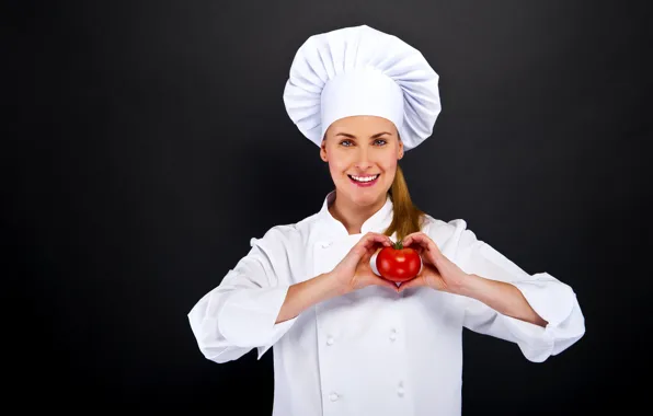 Picture girl, cook, uniform, cap