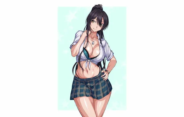 Girl, fantasy, sexy, lingerie, bra, cleavage, school uniform, long hair