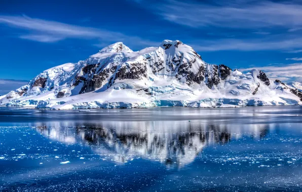 Picture mountains, reflection, the ocean, Antarctica, The southern ocean, The transantarctic mountains