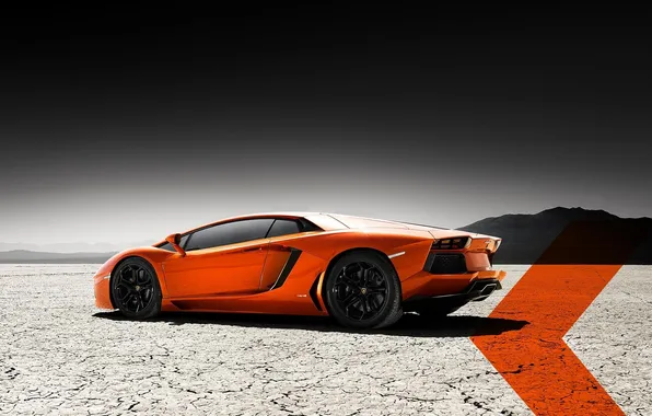 Orange, rear view, Lamborghini, aventador, lamborghini lp700-4 aventador