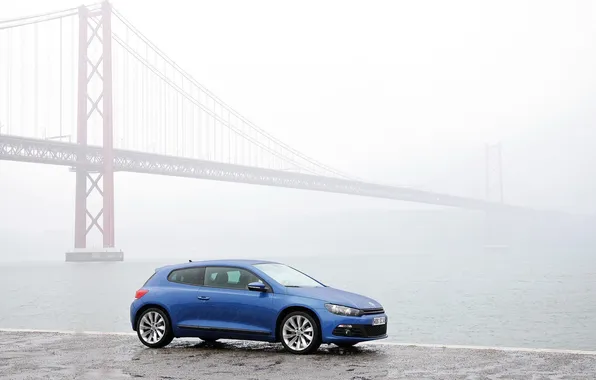 Bridge, Fog, Blue, Germany, Volkswagen, Machine, Promenade, Rain