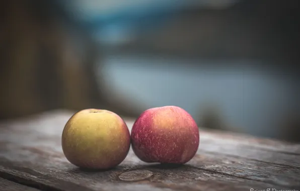 Table, background, apples, Board, two