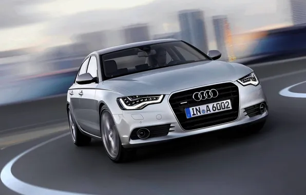 Audi, Auto, the hood, Logo, Grille, Grey, Silver, Sedan