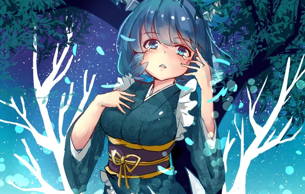 Leaves, girl, plants, Touhou, Touhou