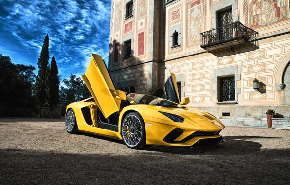 Lamborghini, supercar, yellow, Aventador, Lamborghini, aventador