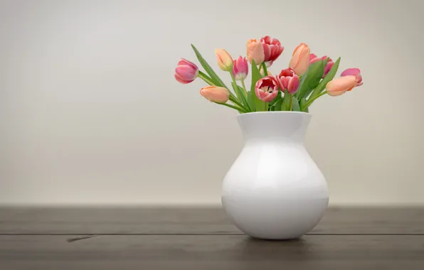 Picture flowers, bouquet, tulips, vase