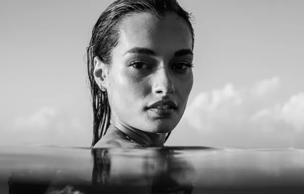 Look, water, pose, reflection, model, portrait, Victoria's Secret, Gizele Oliveira