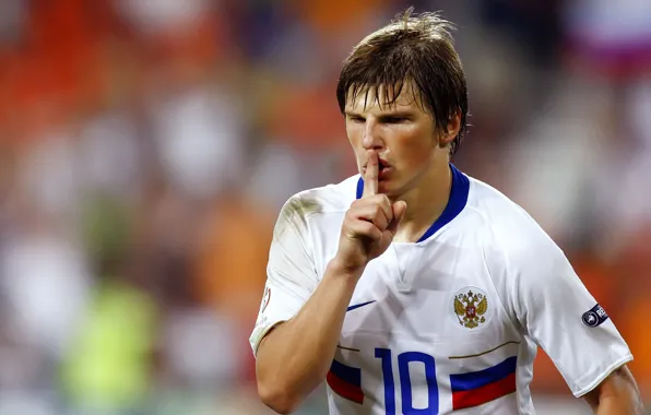 Wallpaper, football, finger, lips, Russia, Arshavin, goal, arshavin