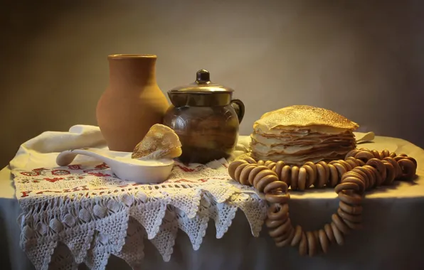 Pancakes, drying, sour cream