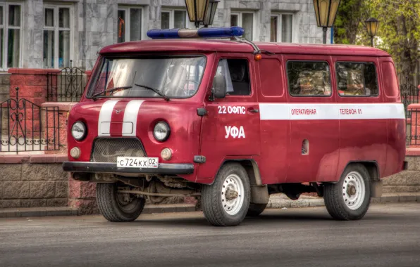 Picture UAZ, RED, CLASSIC, FIRE, SIREN